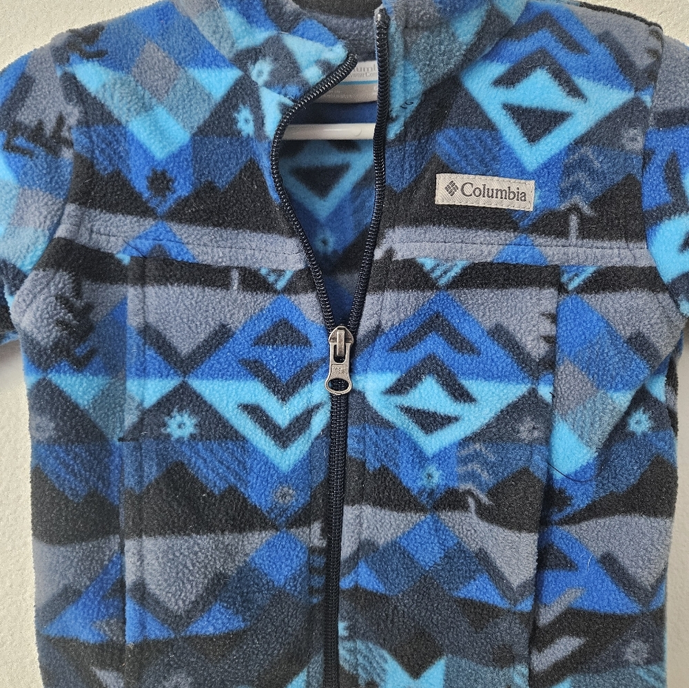 Columbia Blue Geometric Fleece Jacket